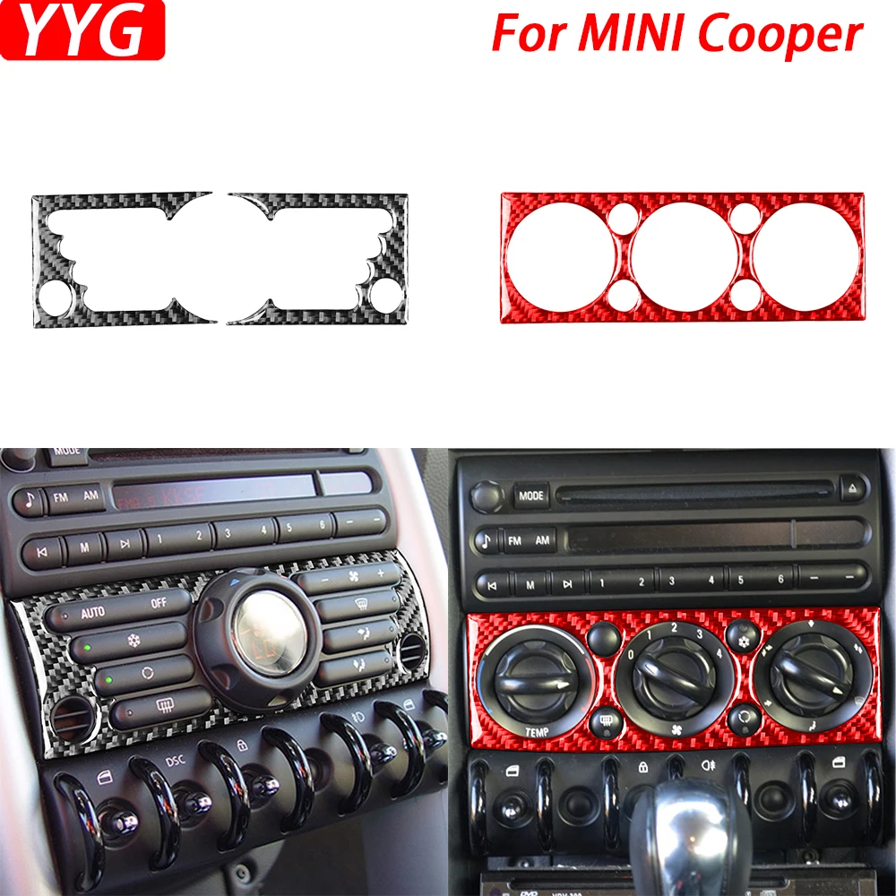 For Mini Cooper Hatch One R50 R53 2002-2004 Carbon Fiber AC Air Conditioning Control Panel Trim Car Interior Accessories Sticker