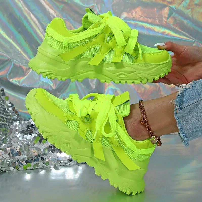 Women Casual Sports Shoes 2025 Autumn Comfortable Breathable Non Slip Outdoor Running Shoes Thick Soled Fashion Vulcanized Shoes
