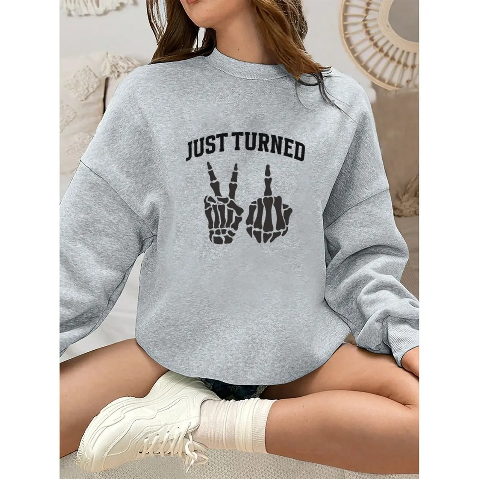 

Women's Sweatshirts O-Neck Printed Pattern Loose Casual Sports Pullovers Comfortable Velvet Long Sleeve Sweater Winter For Women