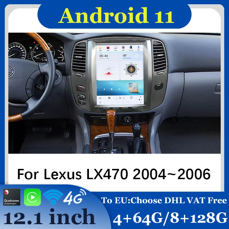 Android 11 GPS Navigation Car Radio Central Multimidia Video Player  Wireless Carplay Android Auto For Lexus LX470 2004-2006