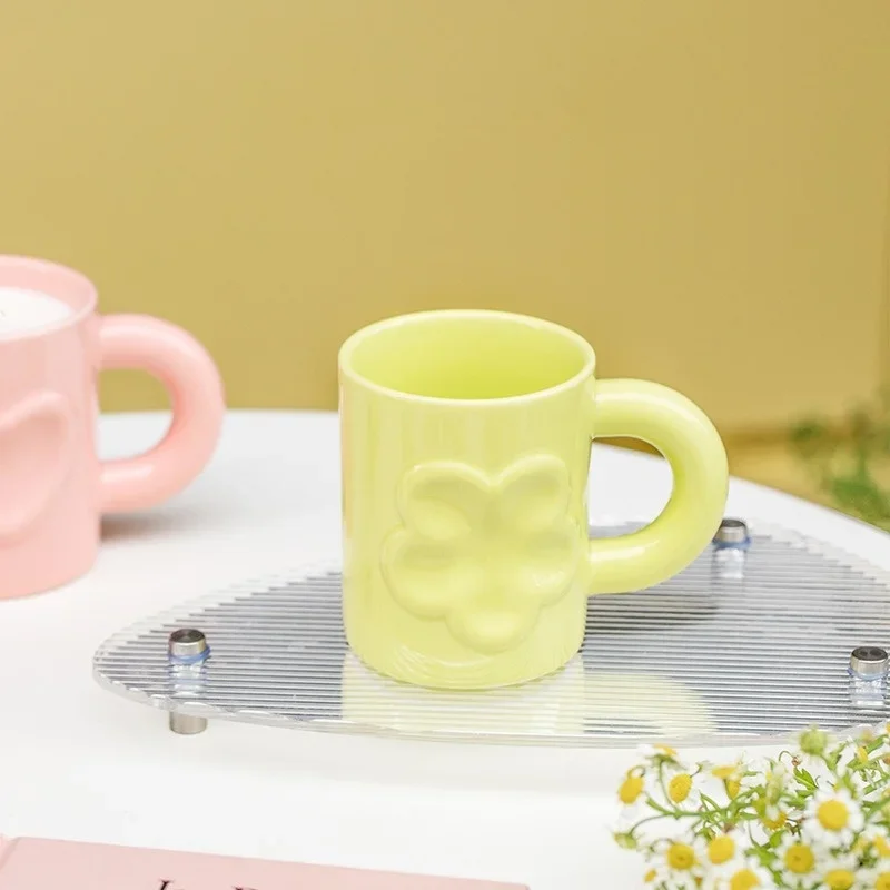 1Pcs 300ML Fashion Light Luxury Mug Girl Heart Ceramic Coffee Cup High-end Gift Boutique Kitchen Living Room Supplies
