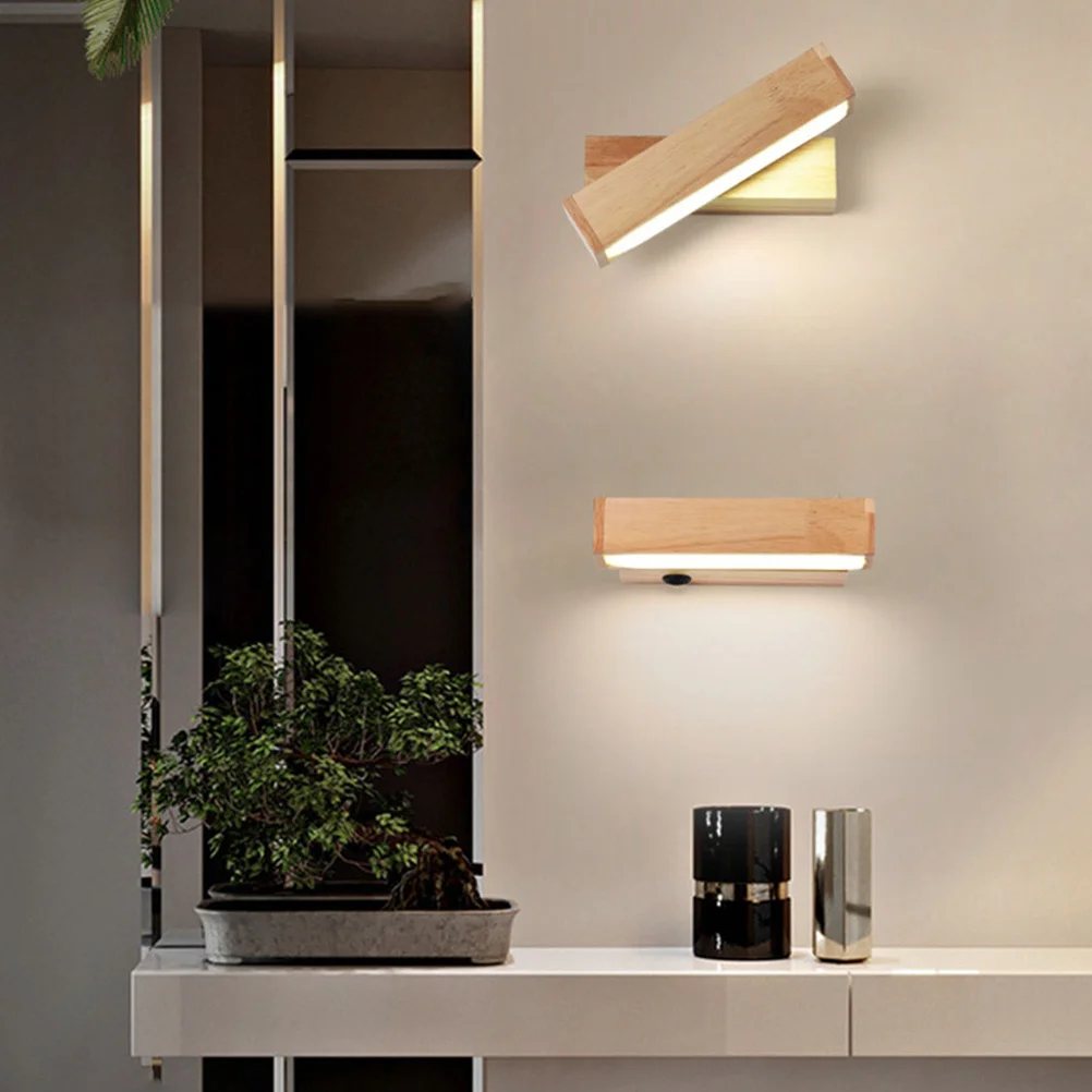 

Nordic Rotating Lamp Solid Wood LED Rotated Wall Light Modern Durable Waterproof Easy Install Art Gallery Restaurant