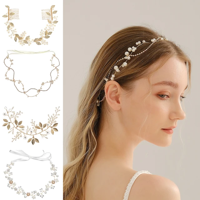 Luksusowa delikatna kwiatowa opaska do włosów perła i Rhinestone Tiara akcesoria do włosów ślubne nakrycia głowy na wesele jako prezenty