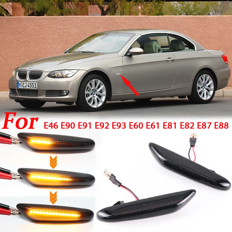 For BMW E60 E61 E90 E91 E92 E93 E81 E82 E88 E46 X3 X1 E84 LED Dynamic Turn Signal Blinker Side Marker Mirror Indicator Light