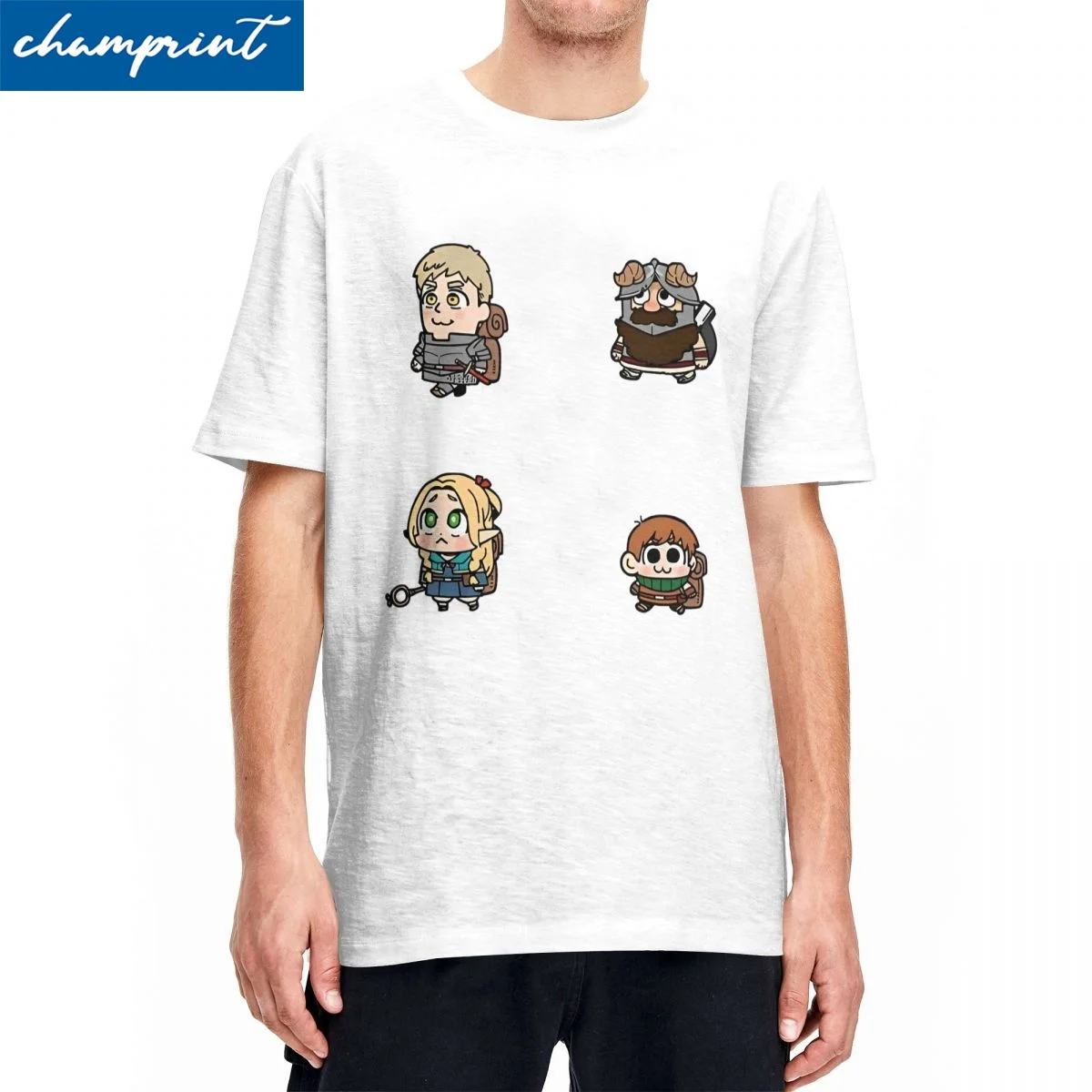 Men Women Delicious In Dungeon Meshi Seekers Party T Shirts 100% Cotton Tops Vintage Round Collar Tee Shirt Gift Idea T-Shirt