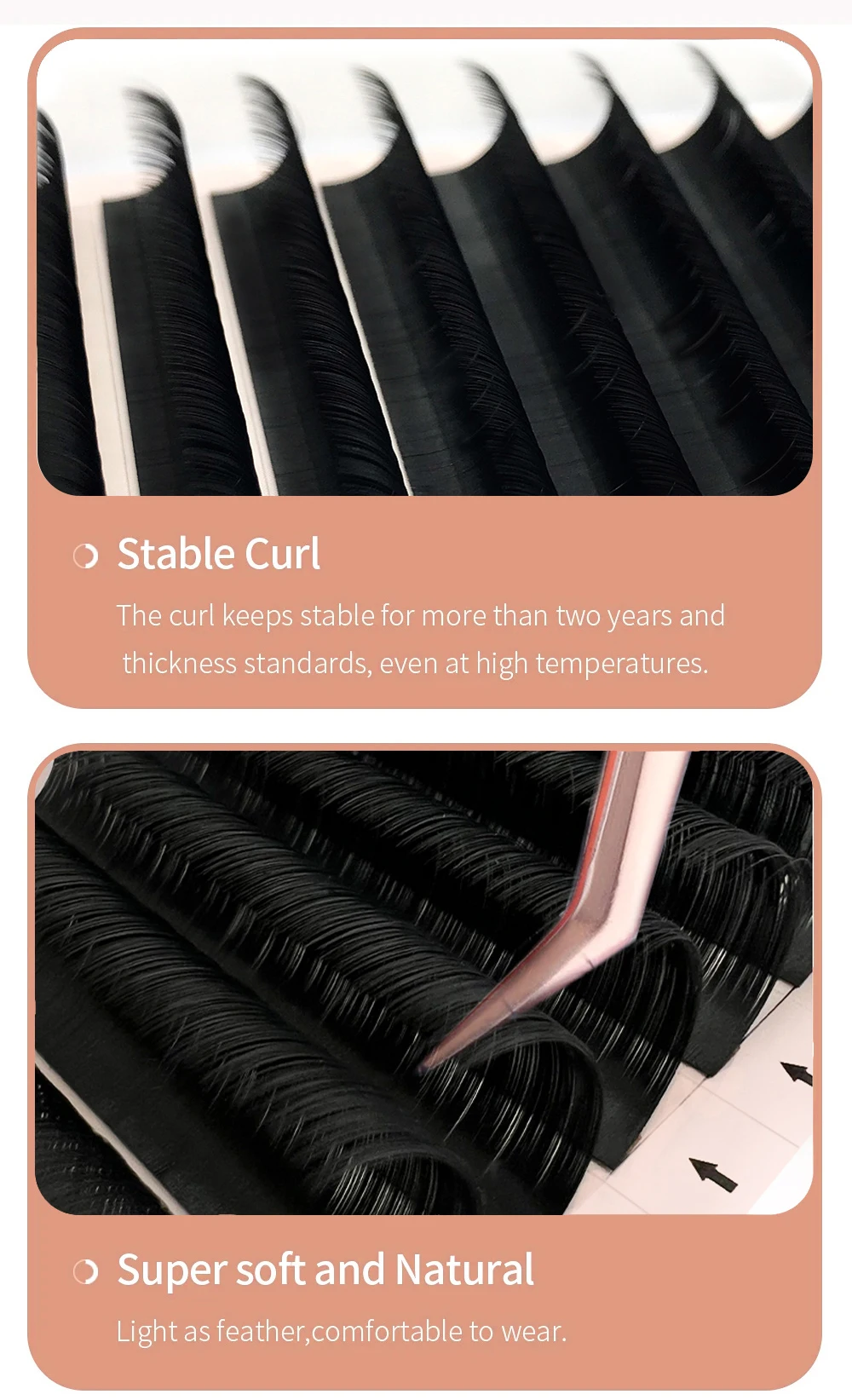 12 Reihen Einzelne Wimpernverlängerungen C/D/CC/DD Curl 8-20mm Volumen Matt Kaschmir Professionelle Wimpern für Schönheitssalons – Detail 8