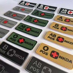Blood Type A B AB O POS NKDA Emblemen,PVC Rubber Patches with Hook Military Tactical Badges on Backpack,Armband,Helmet,10*4CM