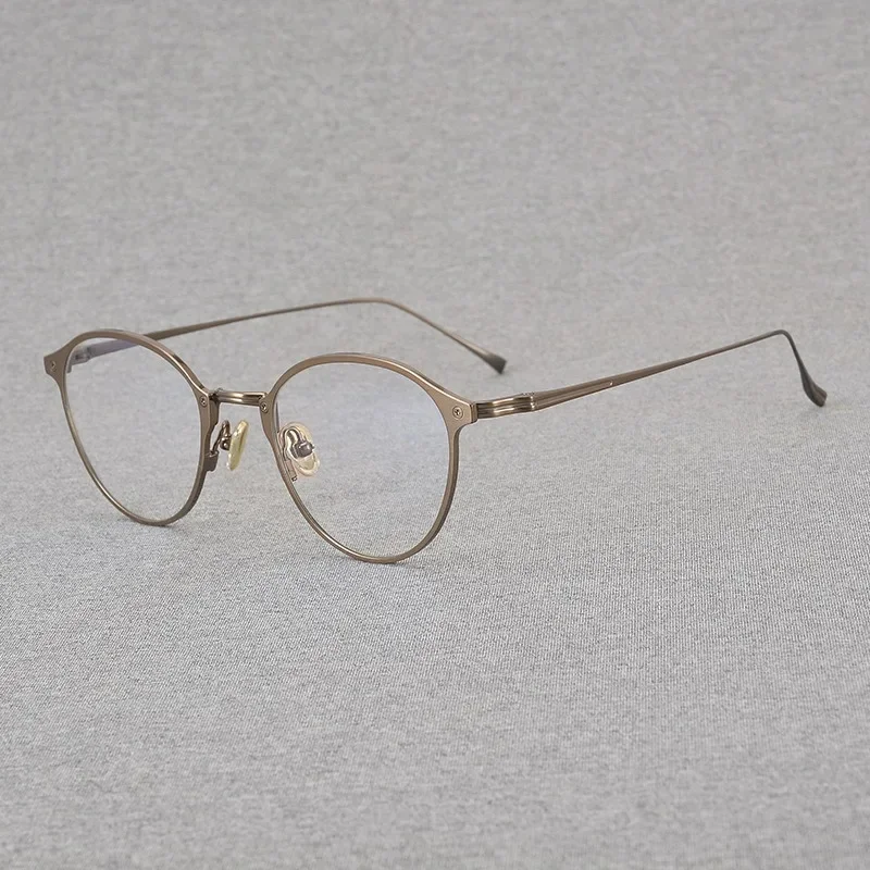 

Japanese Oval Handmade Ultra-light Frames Titanium Lighweight Eyeglasses for Women's Anti-blue Light Men's Myopia Retro Glasses