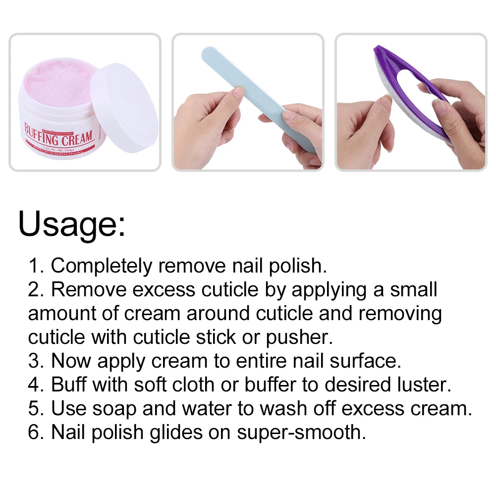 3 個マニキュアのヒント接着剤ネイルアートバフクリームネイルブラシバッファワニスポリッシュ + 研磨ストリップネイルアート S