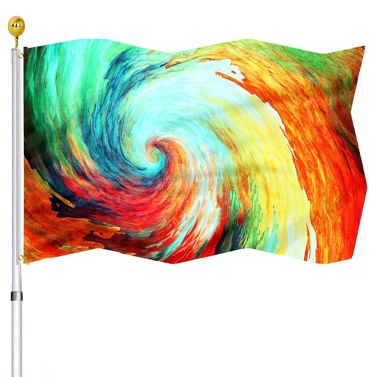 Colorful Swirls Flag Abstract Rainbow Decorative Painting Flags Banner with Brass Grommets House Indoor Porch Outdoor Decoration