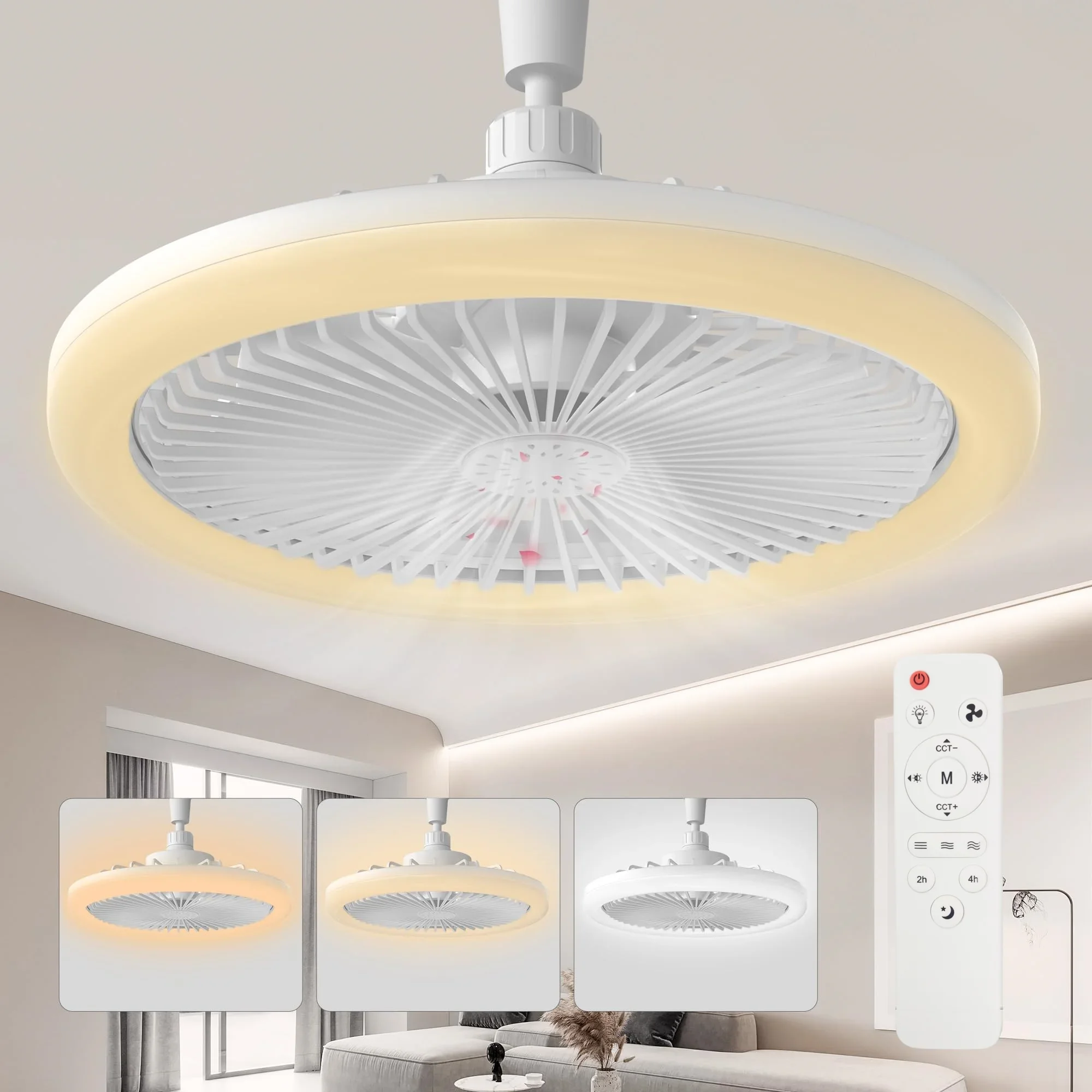 

IRALAN Modern ceiling fan with light LED Fan Light E27 Screw Fan Light Remote Control Light Fan Ceiling Room decoration Ordinary