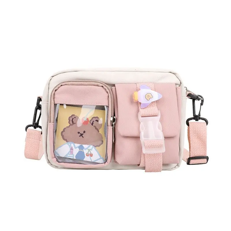 

Slanting cross bag ins Mori system large capacity female crossbody bag cute student canvas Japanese Harajuku small square bags