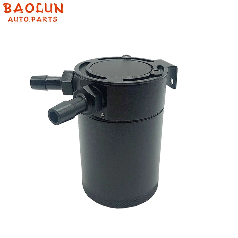 

BAOLUN Universal Aluminum Oil Catch Can Tank 2 Port With Baffle Petrol Diesel Turbo Tank Reservoir