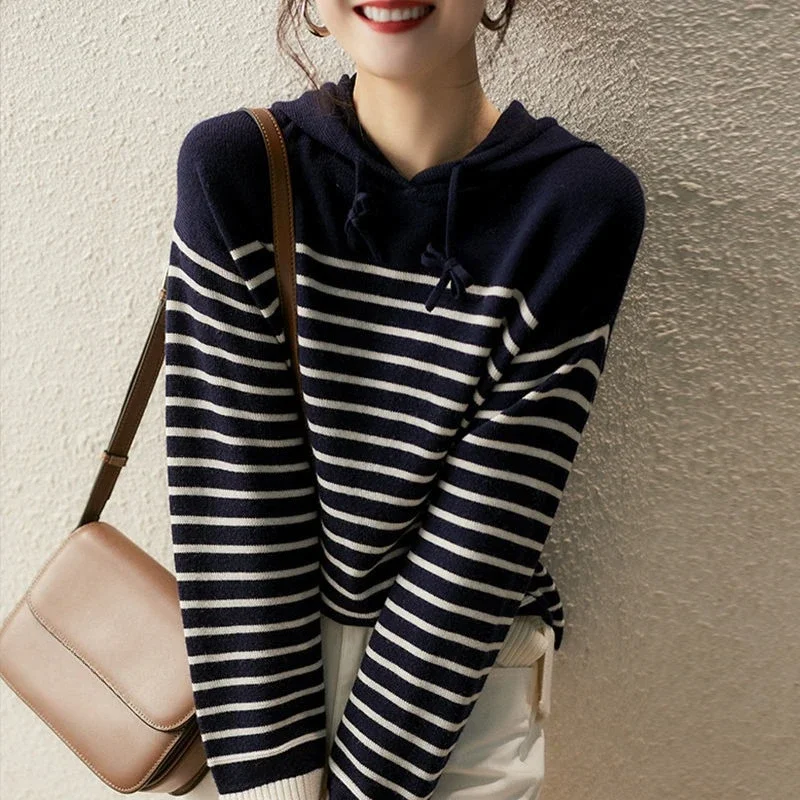 

Striped Hoodies Sweatshirt for Women Long Sleeve Sweater on Promotion Sweat-shirt Harajuku Fashion 2025 Trend Woman Hooded Tops