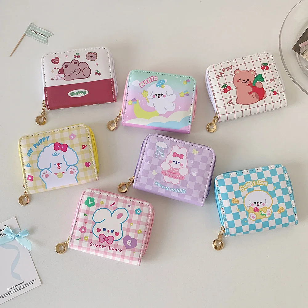 Dompet Koin Kelinci Dompet Multi-Kartu Nyaman Tempat Kartu Kulit Pu Dompet Beruang Lucu Multi-Kartu Untuk Saku Hadiah Hari Ibu