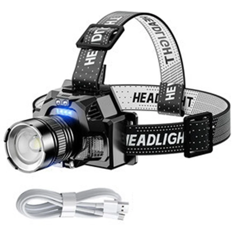 LED Headlamp Multi Modes With Motion Sensor Waterproof Headlight USB Rechargeable Zoomable Headlamp Work Light