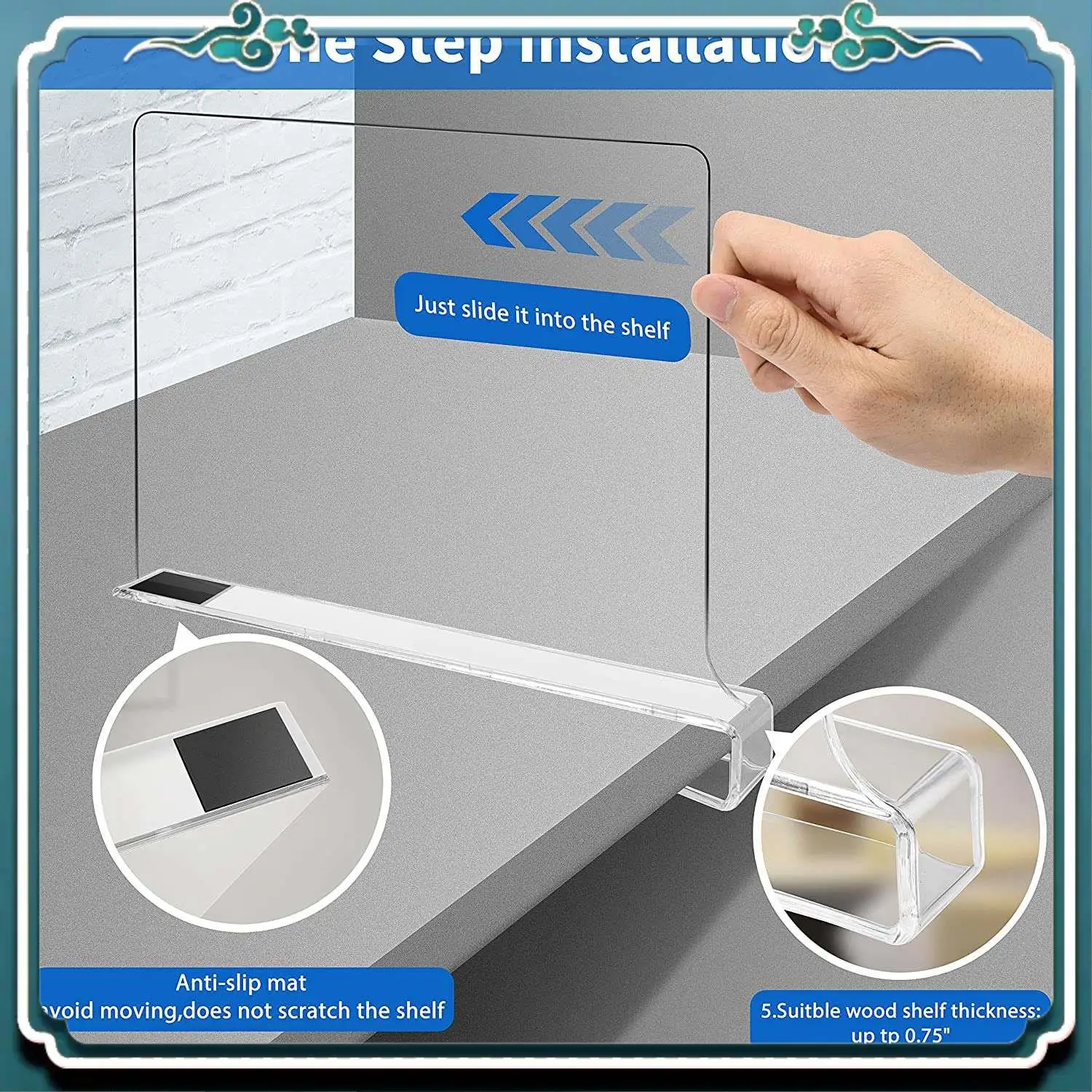 

Premium 6 PCS Shelf Dividers For Closet Organization Acrylic Closet Shelf Divider For Wooden Shelving Suitable For Kitchen