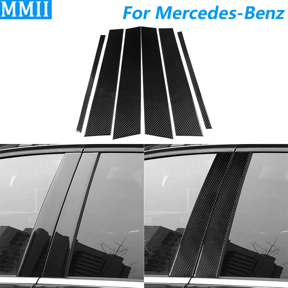 

For Mercedes-Benz GLE GLS W166 2016-2019 Carbon Fiber External Door B-pillar Panel Cover Trim Car Accessories Decoration Sticker
