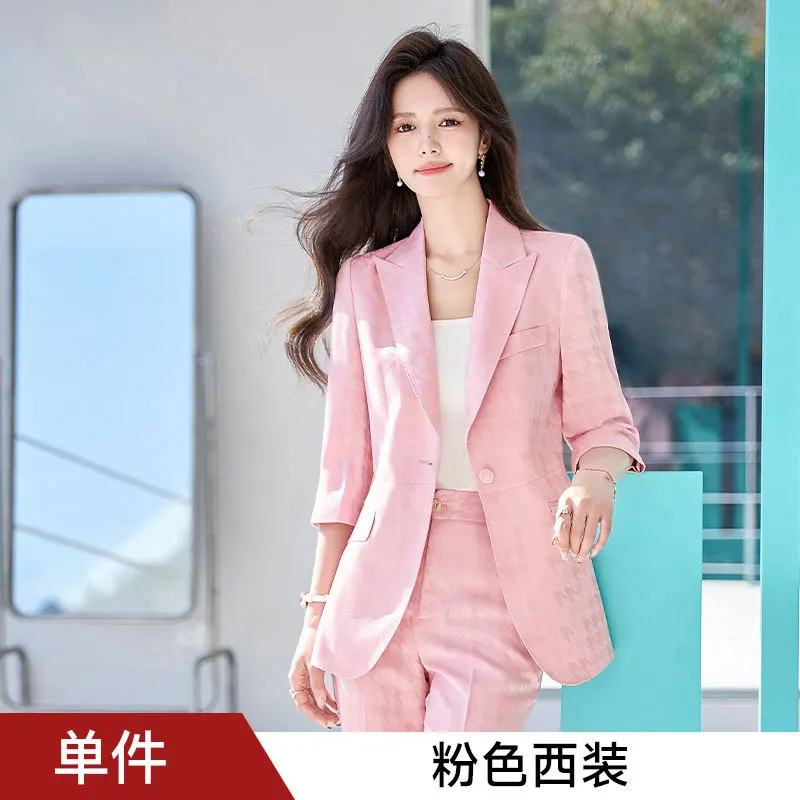 New High-Grade Business Suit Women's Fashion Temperament Goddess Style Three-Quarter Sleeve Small Suit Jacket Spring