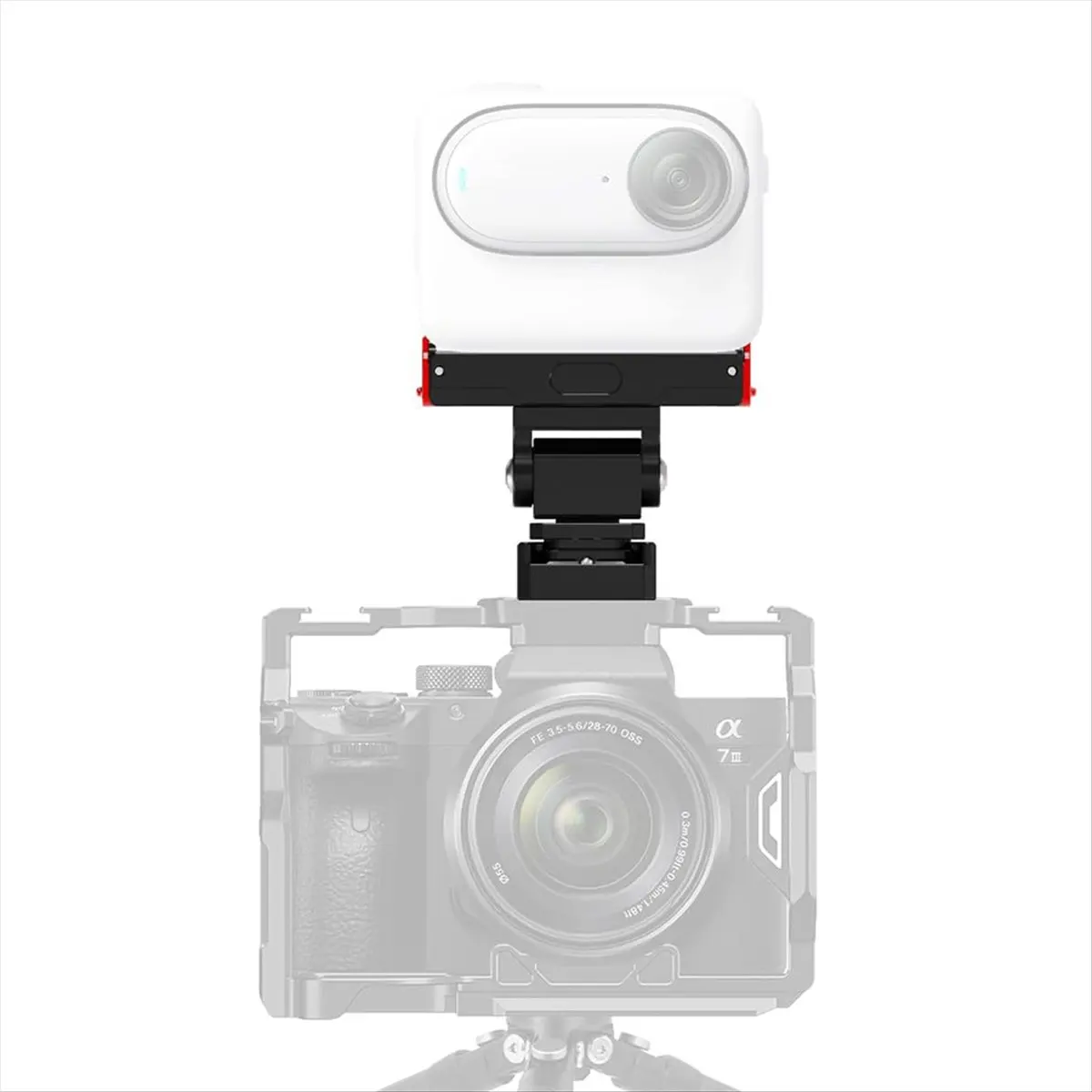 OKgood Suitable for Insta360 GO3S/3 Magnetic Quick-Release Cold Shoe to 1/4 Base Multi-Angle Adjustment Fixed Bracket,A