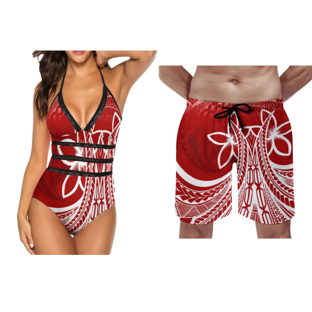 2024 New Swimsuit Custom Bikini One-Piece Swimsuit For Women Hawaii Vacation Couple Swimsuit For Men Draw Rope Beach Pants