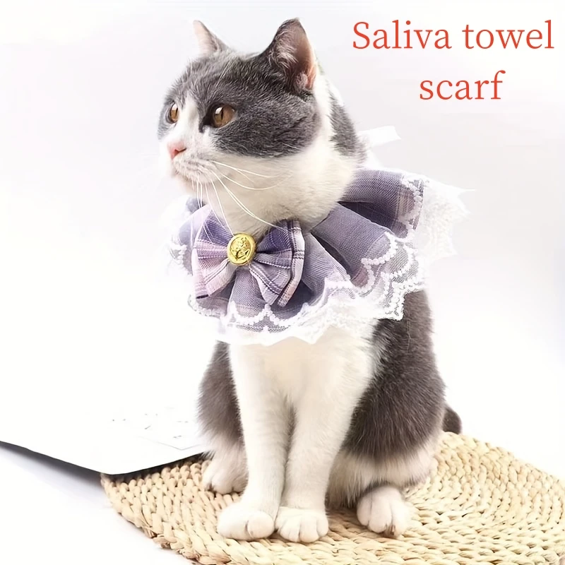 Suitable for Large, Medium, and Small Cats and Dogs, Pet Saliva Wipes for Cats and Dogs, Cute Bow Tie, Lace Lace Bib, Saliva Bib