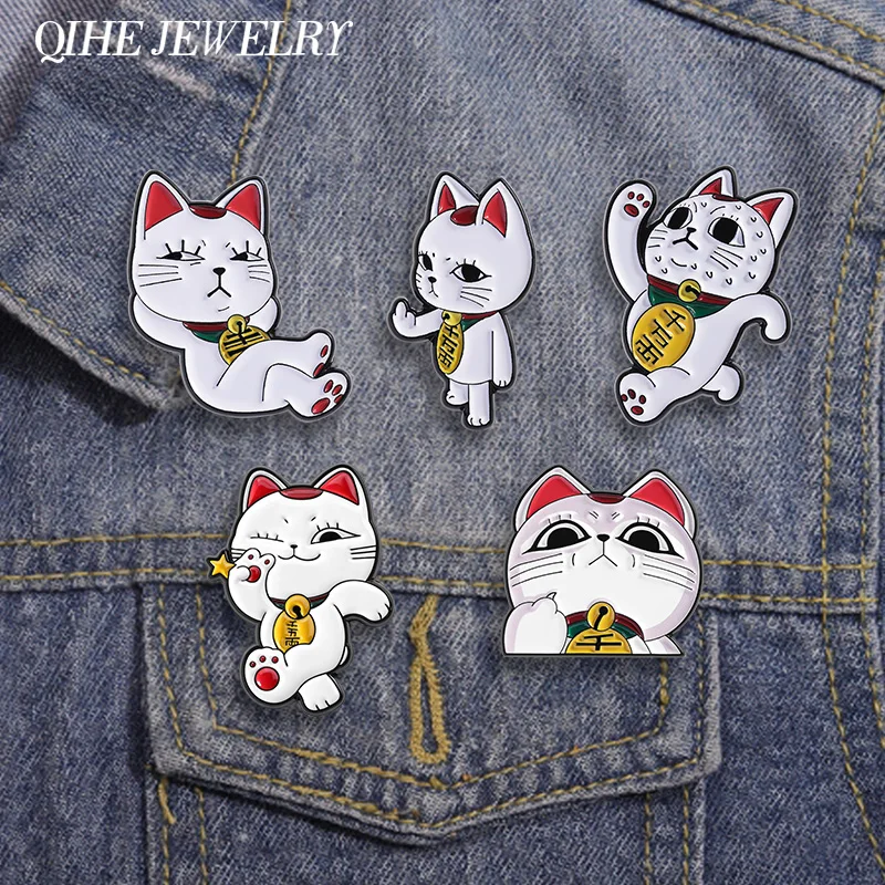 1-5 قطعة توربو الجدة القط التجسس بروش المينا دبوس الكرتون أنيمي محظوظ القط تشغيل الاصبع الأوسط دبابيس شارة التلبيب مجوهرات هدية #1