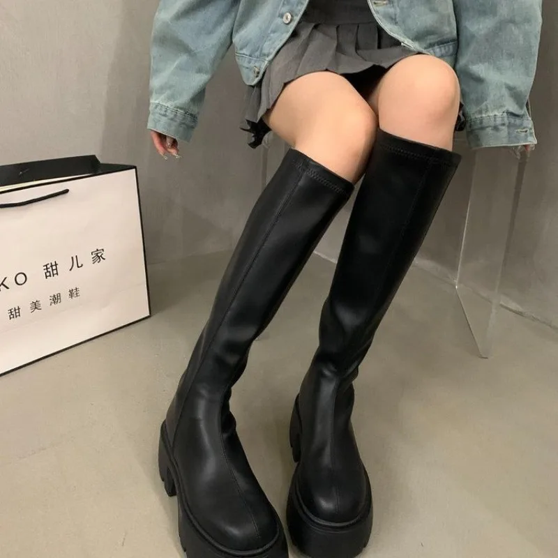 New Style Popular Platform Women Knee-High Boots Fashion Zippers Shoes Autumn Winter Thick Heel Women's Knight Long Booties