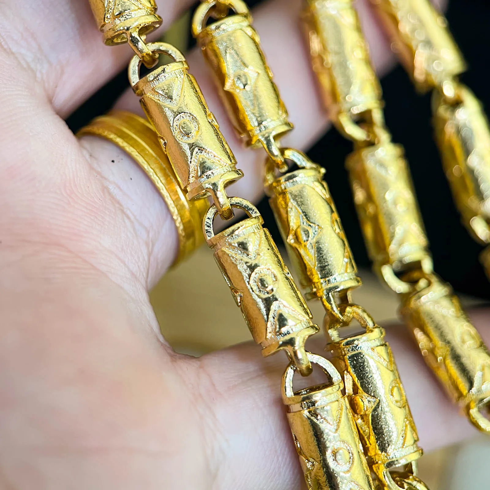 2026 Men's Gold Plated Copper Bamboo Joint Necklace Vintage Trendy Personalized Retro Neck Chain For Daily Wear Party Jewelry