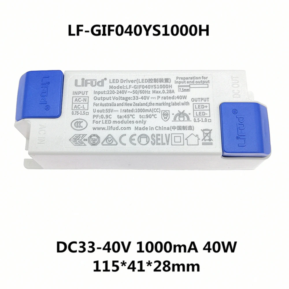 Flicker free LED Driver Lifud 40W 1000mA DC 33-40V 220-240VAC LF-GIF040YS1000H No flicker LED Pane Light LED Driver Power Supply