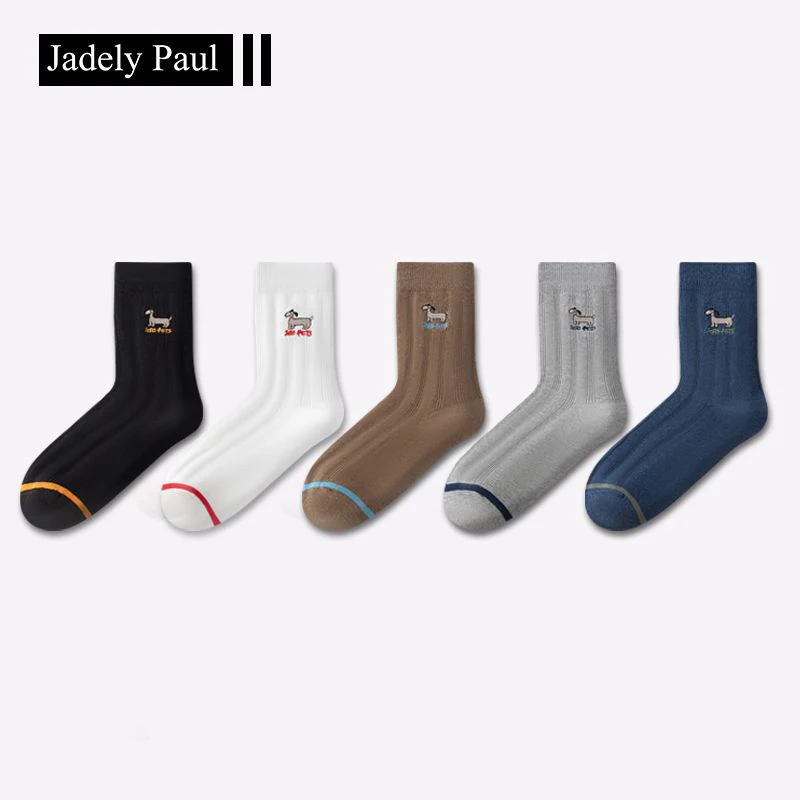 New Original Cotton Socks Men Anti Crew Socks Spring Autumn Casual Socks Fashion Embroidered Dog Long Sock Hand Link