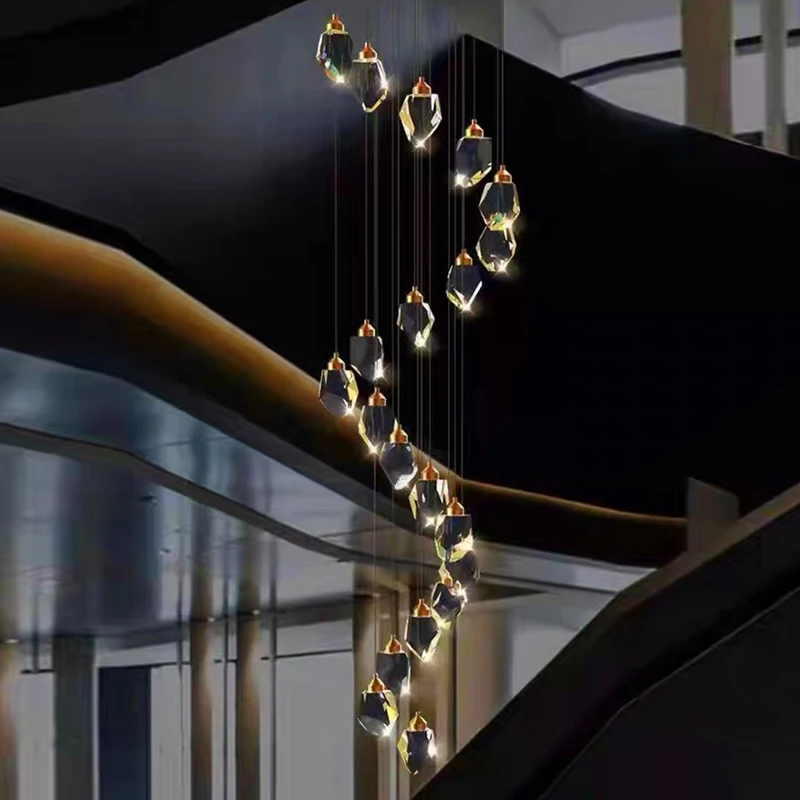 Imagem -04 - Modern Crystal Chandelier For Home Decoration Stair Pendant Lamp Living Room Pendant Lights Iluminação Interior