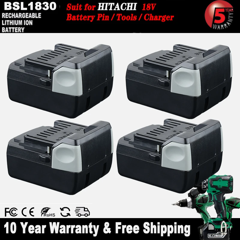 

[1/2/4 упаковки] 4,0 Ач BSL1815 Замена для литий-ионного аккумулятора HITACHI 18 В, костюм для BSL1815X BSL1830C BSL1815S 339782, аккумулятор для инструментов