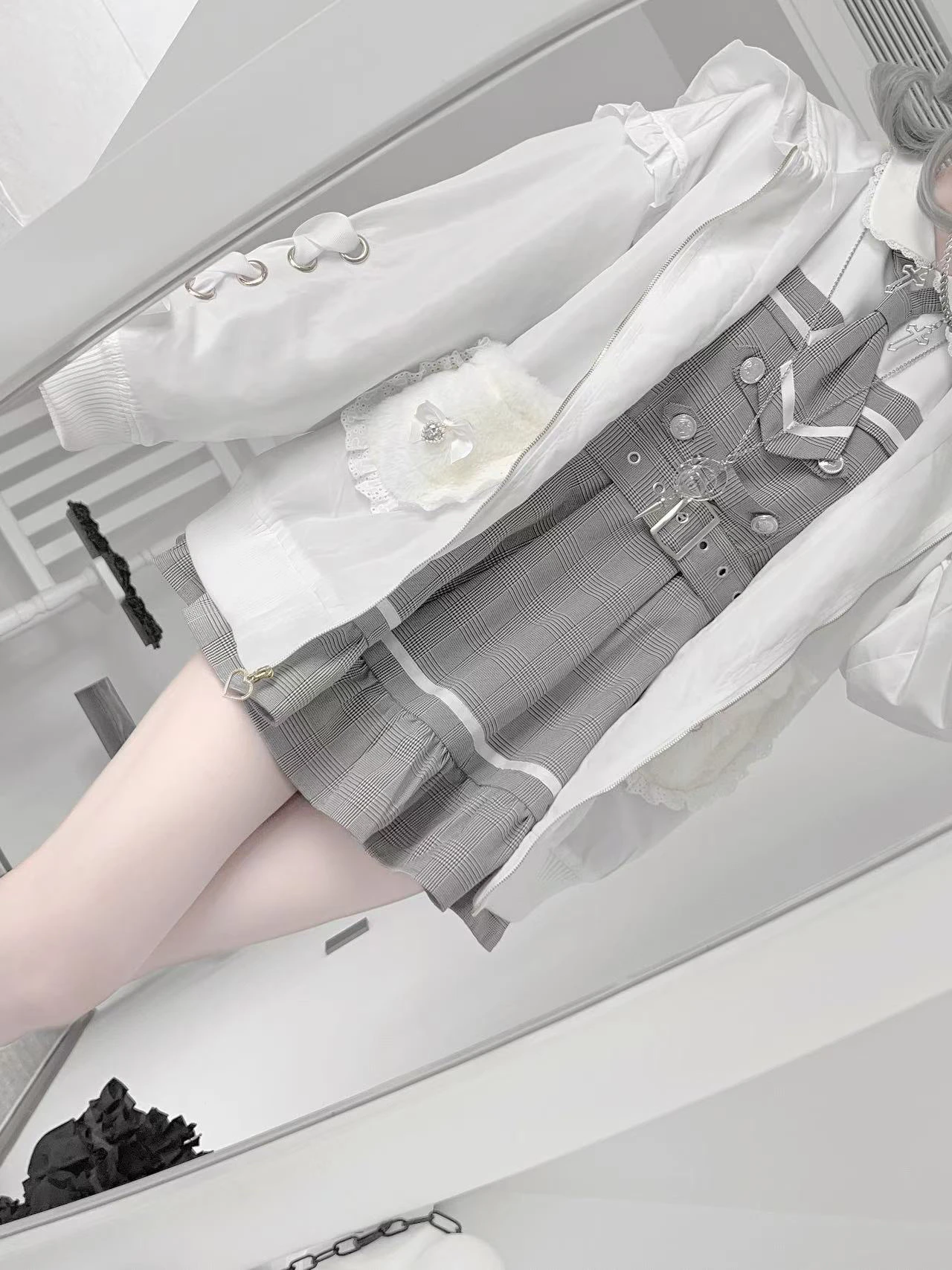 Japanese Original Mass Production Mine Series Lace Rabbit Ear Hoodies Autumn 2025 Rojita Long Sleeves Zipper Hooded Sweatshirts