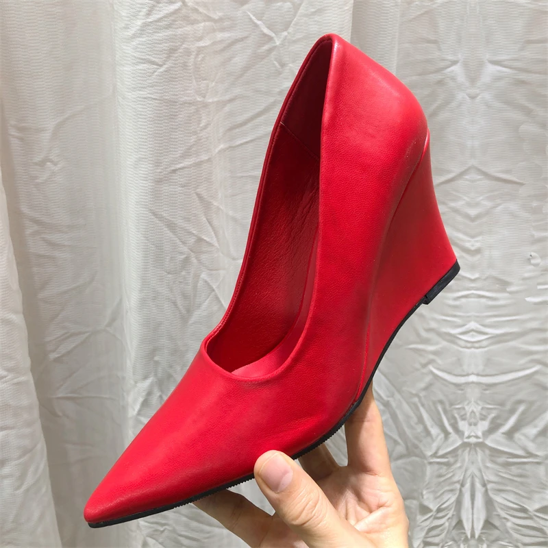 

Aneikeh Spring Summer Fashion Pointed Toe Wedges High Heels Women Pumps Elegant Comfortable Work Shoes Zapatos De Mujer
