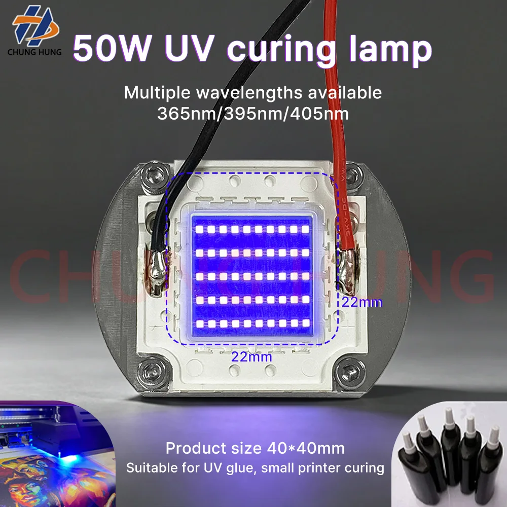 4040COB 40*40mm Small UV Ink Curing Lamp for Modified Epson R1390 L1300 L1800 UV Flatbed Printer, Fits XP600 TX800 Print Head