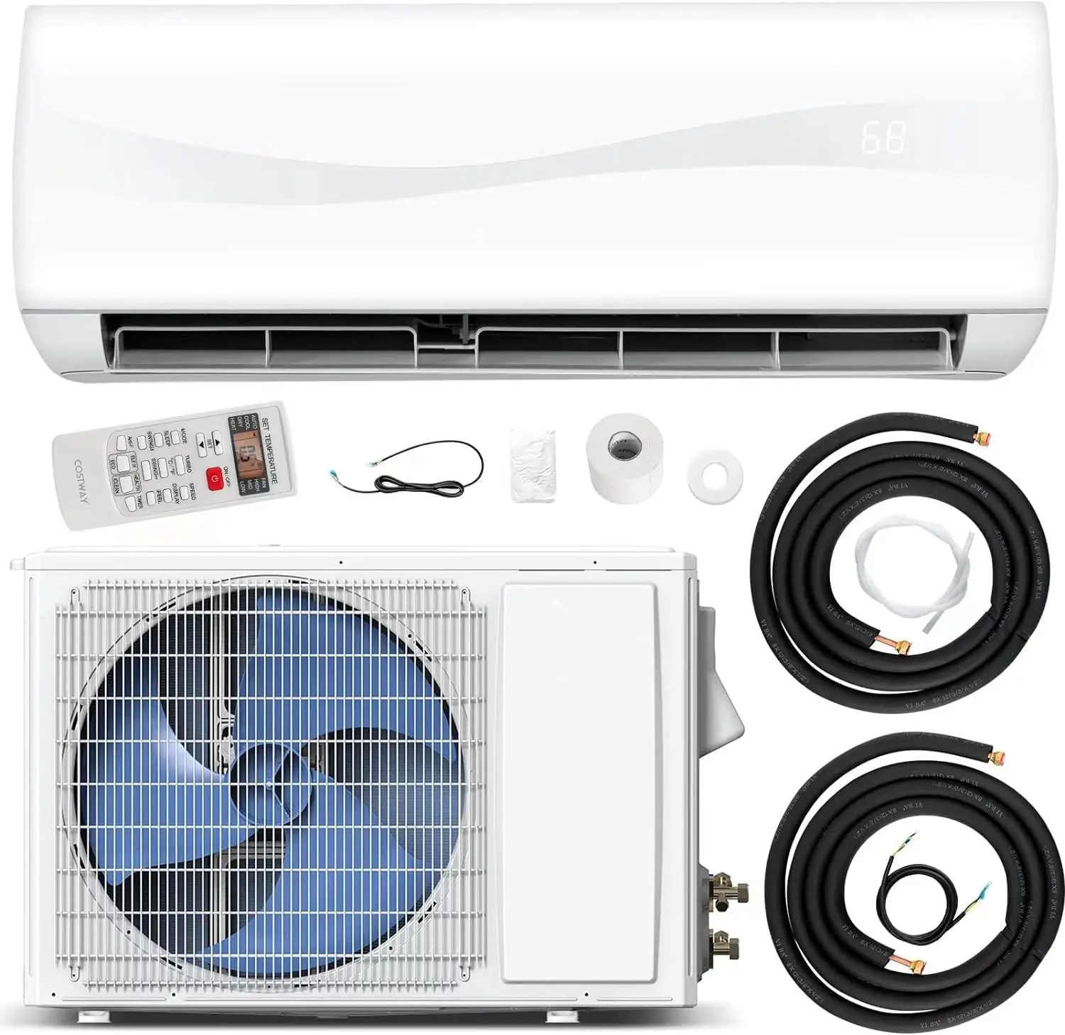 12000BTU Mini AC Split-System, 20 SEER2 Ductless Air Conditioner w/Pre-Charged Condenser, White (12000BTU, 115V, 20 SEER2)