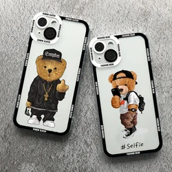 Cute Sports Bear Angel Eyes custodia per telefono per iPhone 16 15 14 13 12 11 Mini Pro Max XS XR 16Plus custodia morbida in Silicone per coppia di lusso