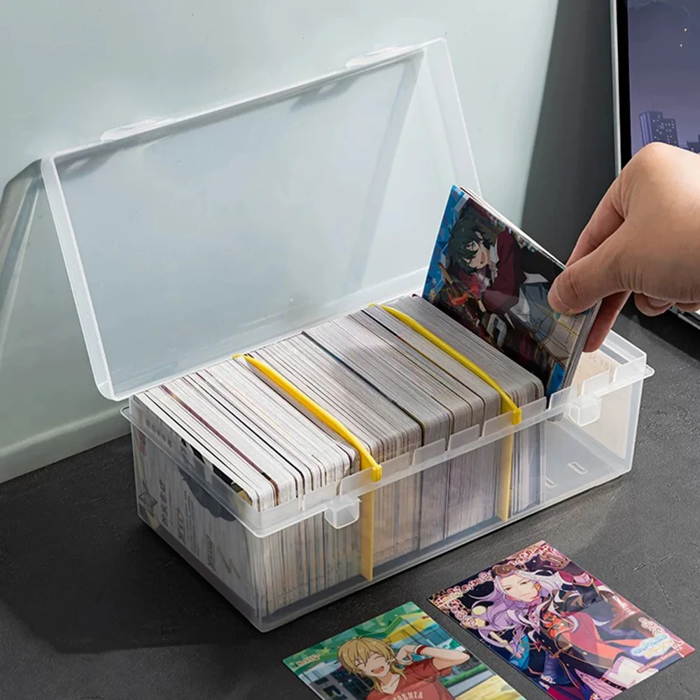 Plastics Large Capacity Card Organizer Box ,with Removable Dividers - Multi-Purpose Storage Box for Trading Cards,  Flip Closure