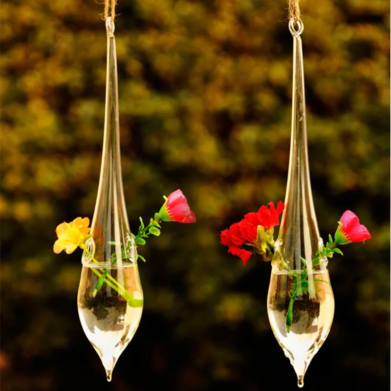 

Free Shipping 8pcs/pack 5*25cm Cone Shaped Transparent Glass Terrarium Vase Home Decoration Wedding Party Prop Hanger Gift