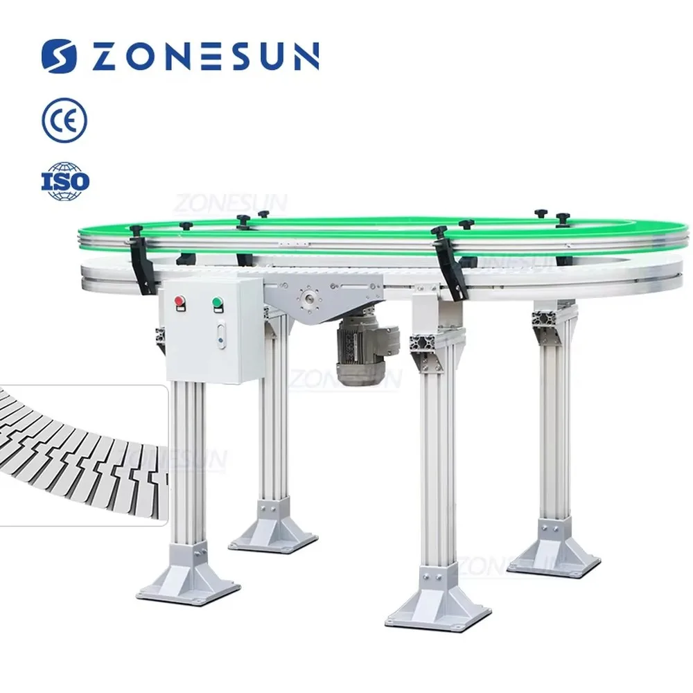 Automatic Circular Flexible Chain Conveyor Belt System Industrial Adjustable Speed Customizable for Production Line