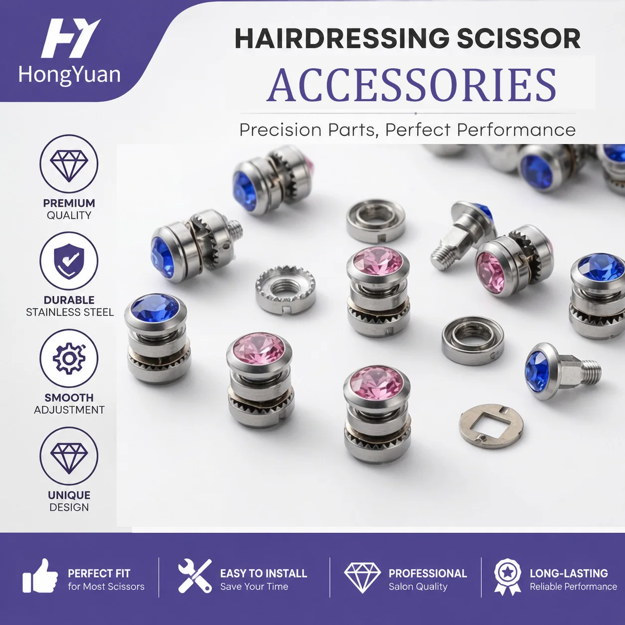 Rhinestone Bearing Screws 10/20 Sets For Professional Barber Hairdressing Scissors Salon Repair Replacement Parts
