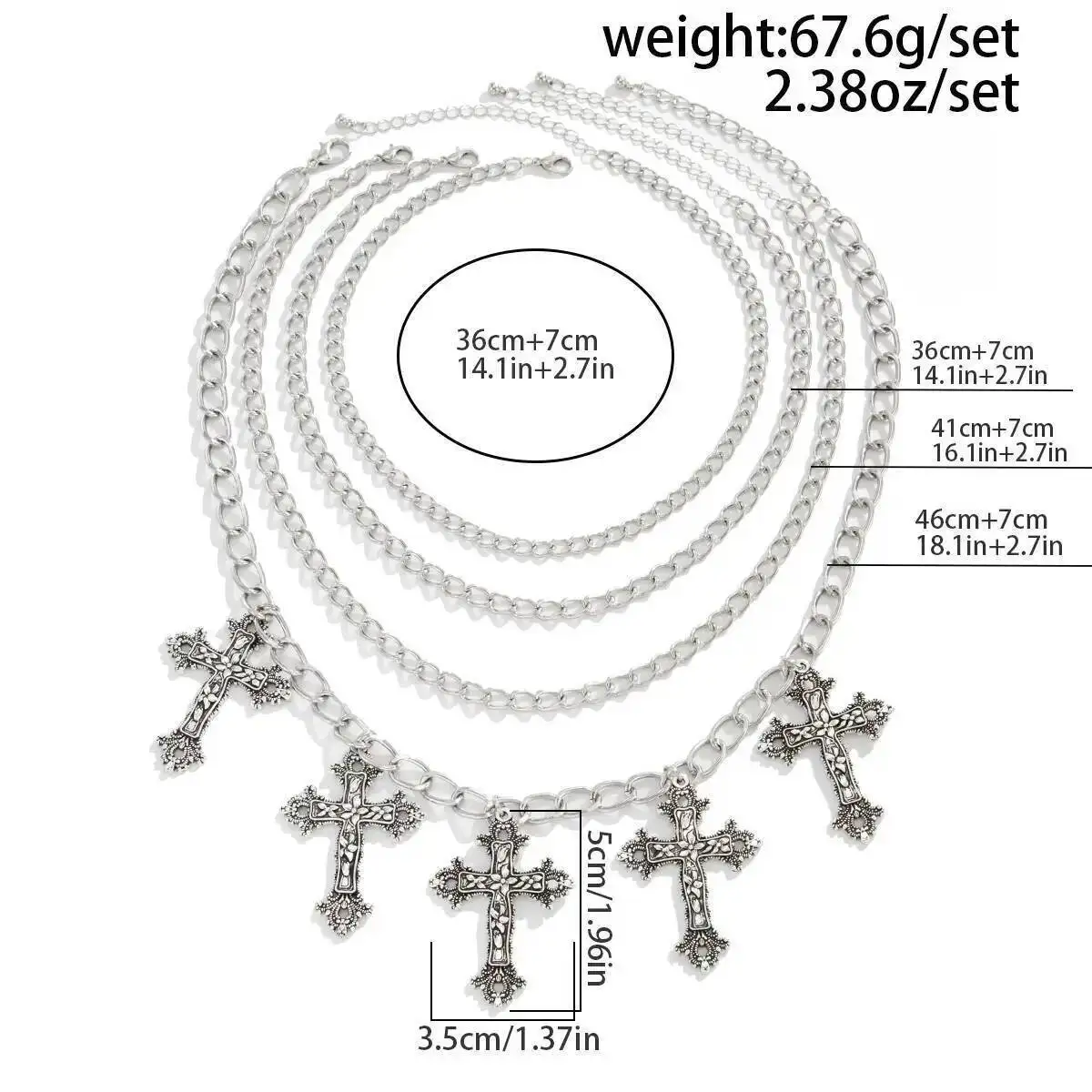 SHIXIN 4 قطعة/المجموعة القوطية يسوع الصليب قلادة قلادة للنساء الشرير متعدد الطبقات تكويم سلسلة سميكة المختنق هالوين مجوهرات #5