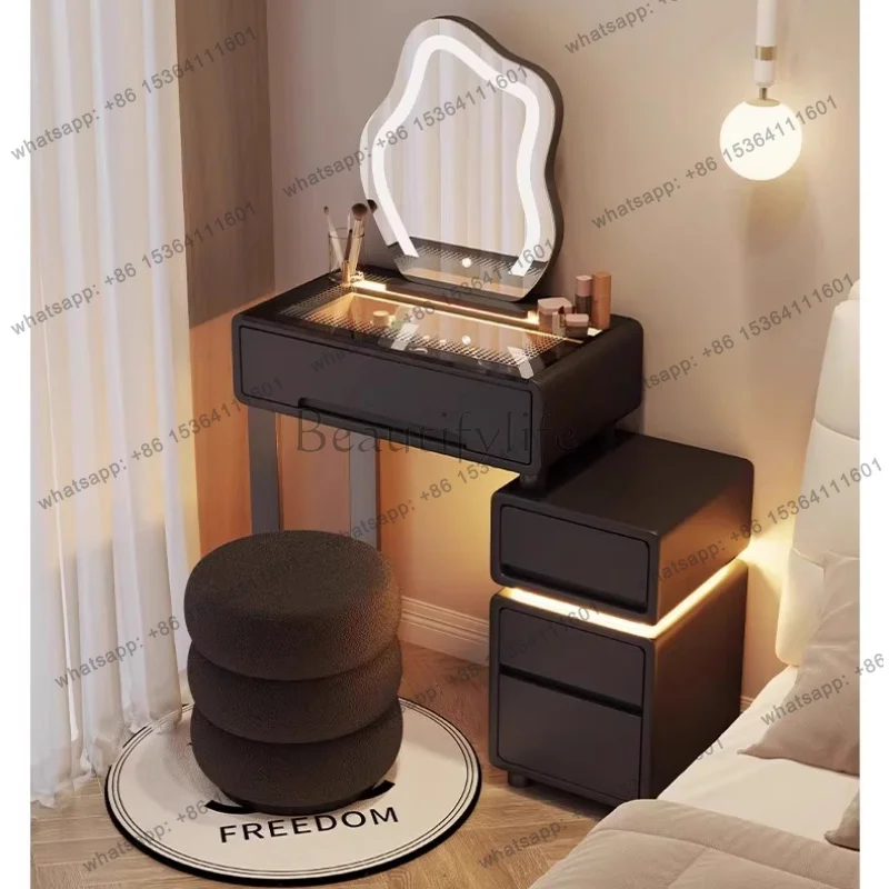 LSBluetooth Charging Vanity Mirror Jewelry Outlet Black Seat Bedroom Dressers Makeup Light Small Penteadeira Bedroom Furniture