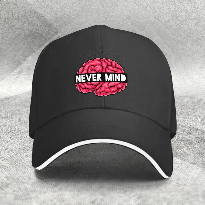 Never Mind Brain Print Baseball Cap Polyester Unisex Adjustable Outdoor Trendy Gift Hat