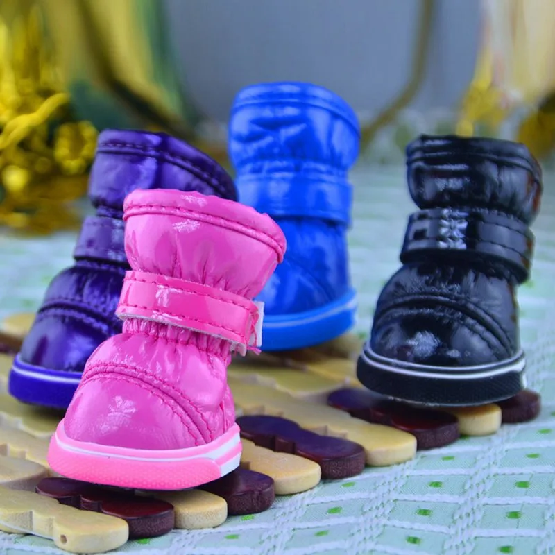 Zapatos impermeables para mascotas, botas de nieve informales, cálidas, antideslizantes, calzado para perros pequeños y medianos, 4 unidades por juego