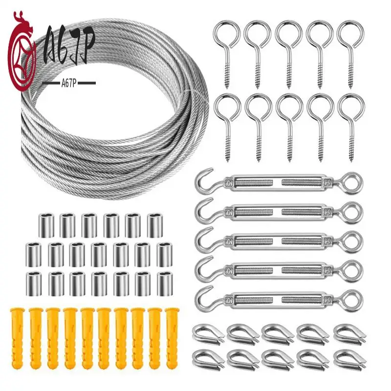 A67P-15M الفولاذ المقاوم للصدأ كابل حبل أطقم الثقيلة حديقة سلك كابل شرفة درابزين مزرعة سياج خيمة لفة 304 بولي كلوريد الفينيل المغلفة #1