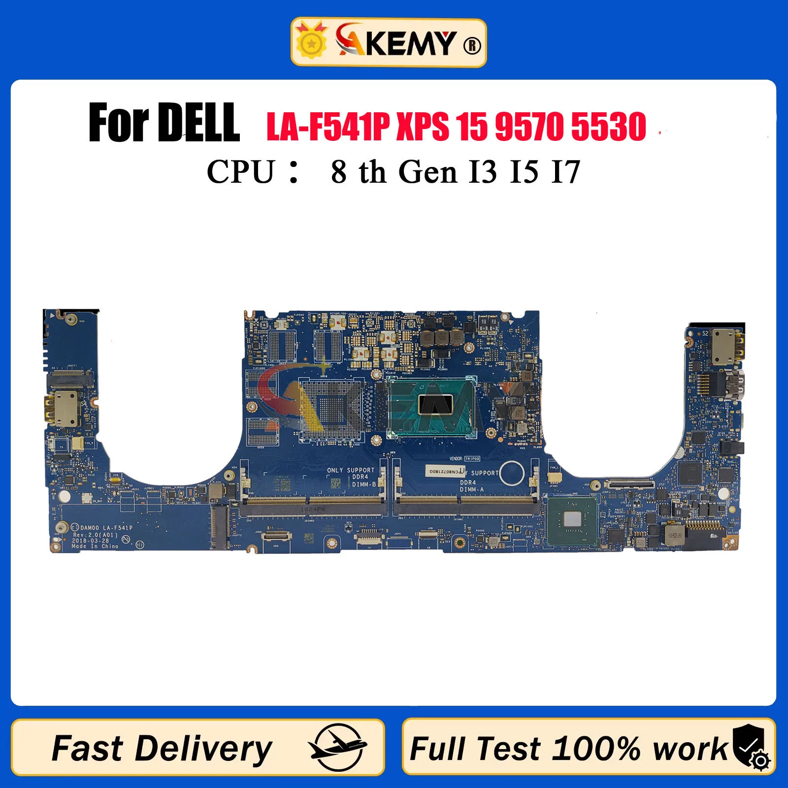 

LA-F541P with I5 I7 I9 CPU GTX1050/GTX1050TI P1000/P2000 Mainboard For Dell Precision 5530 Laptop Motherboard 0DMMW9 0971P6
