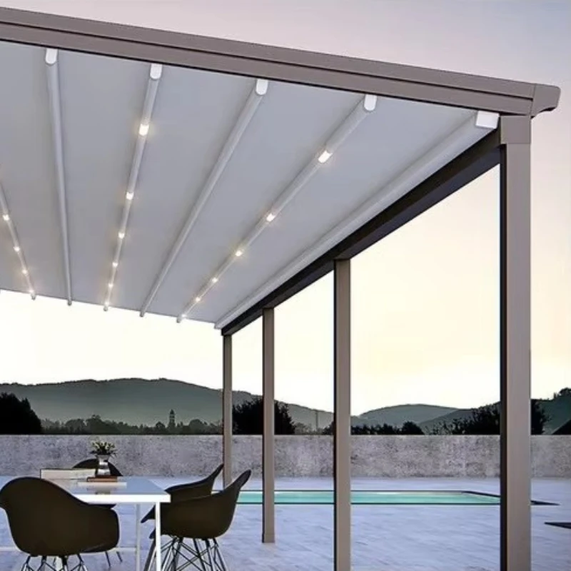Outdoor Patio Motorized Aluminum Alloy Folding Pergola Shading Awning