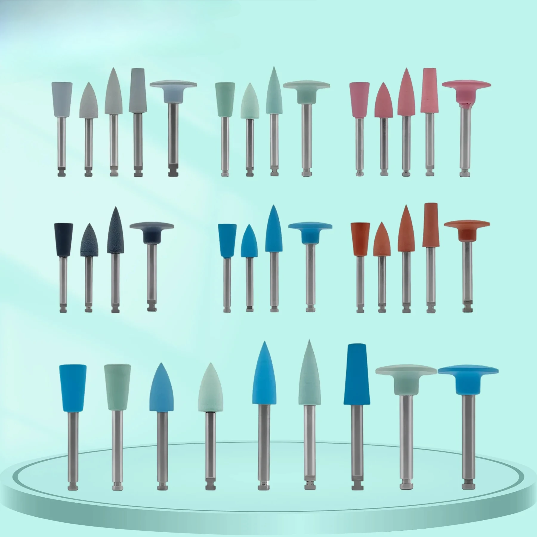 10pcs WELLCK Dental Silicone Polishing Tip Heads Teeth Polisher for Low-speed Machine Polishing Dental Tools Dentistry Lab Brush